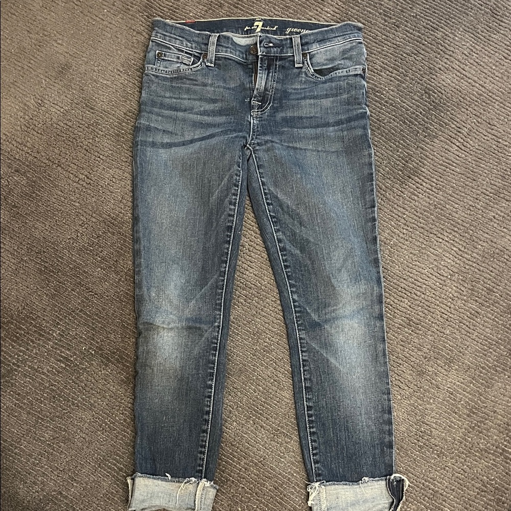 7 For All Mankind Dark Blue Ankle Jeans